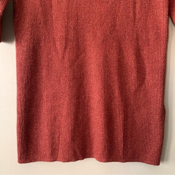 NWT Madewell Evening Sparkle Burnt Orange Ribbed Sweater Short Sleeve Top Small - Picture 12 of 13